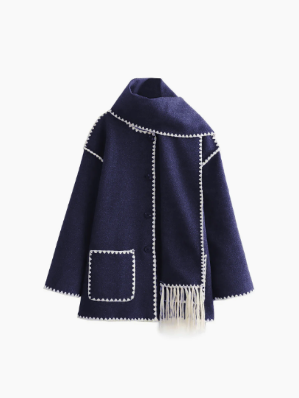 Penelope - manteau chaud avec écharpe à pompons