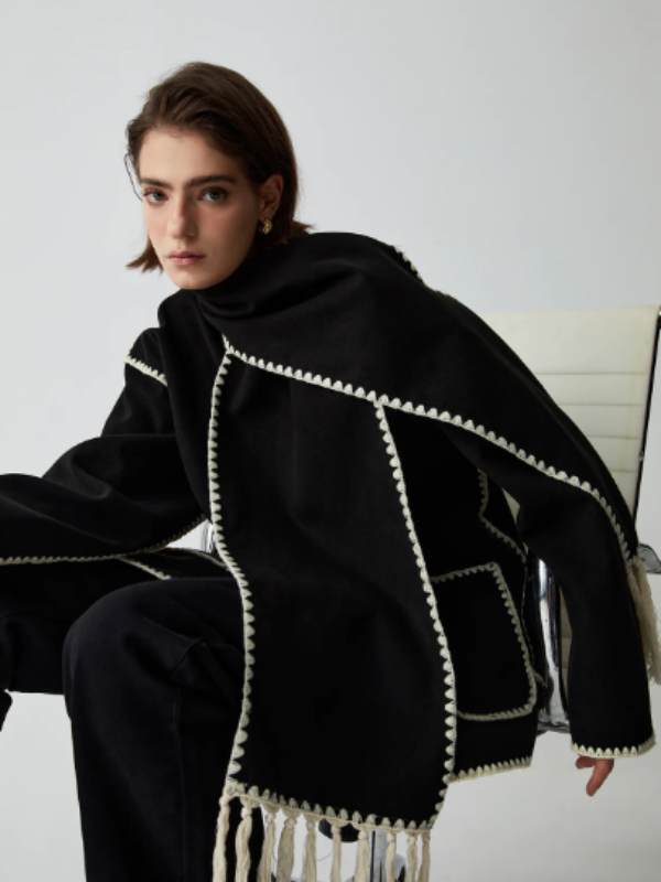 Penelope - manteau chaud avec écharpe à pompons
