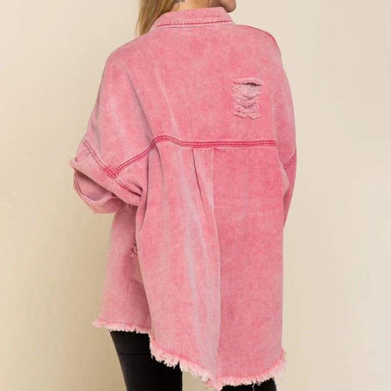 Shareena - Veste en jean déchirée