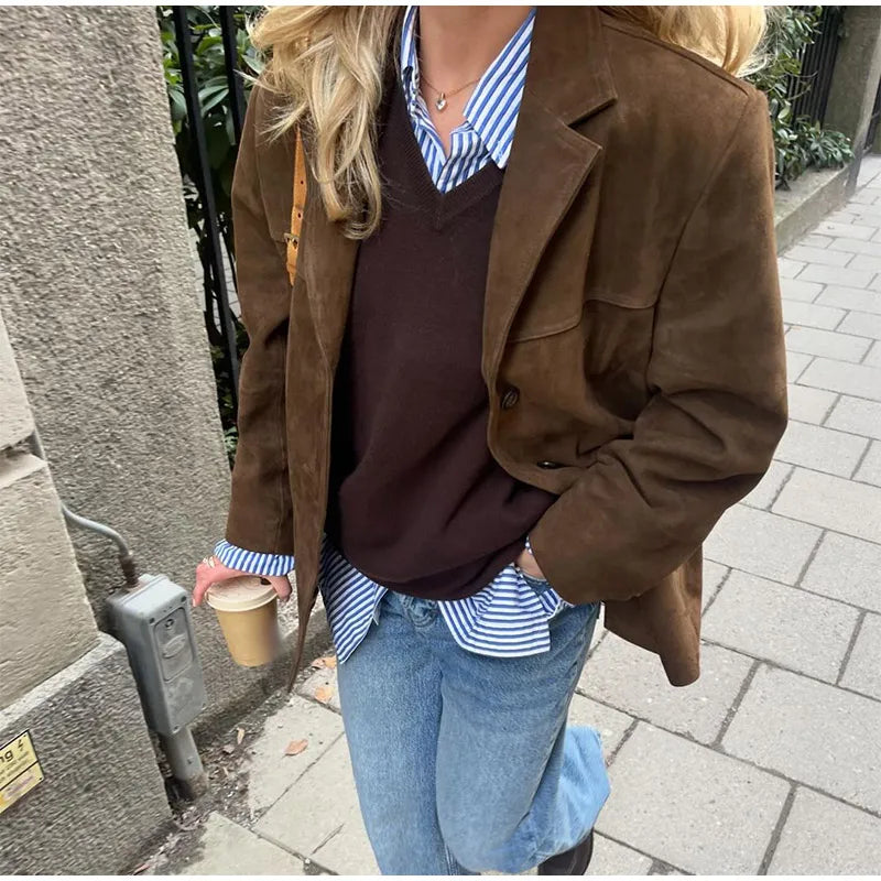Élégante veste brune pour femme