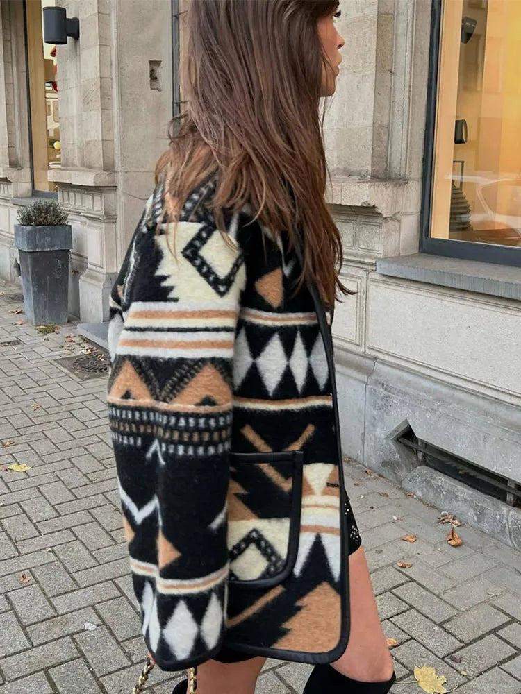 Veste géométrique vintage pour femme