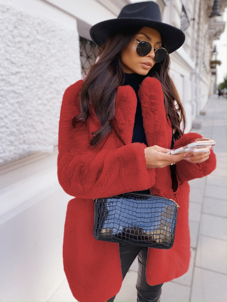 Manteau mi-long pour femme avec col à revers
