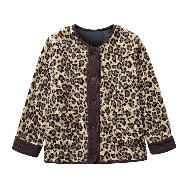 Claire - Veste en peluche léopard décontractée
