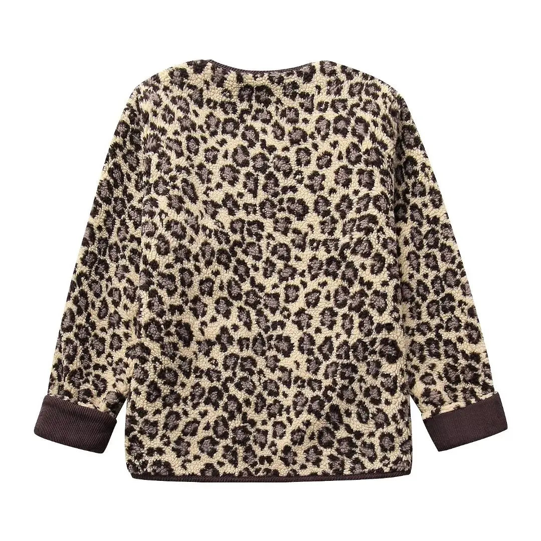Claire - Veste en peluche léopard décontractée