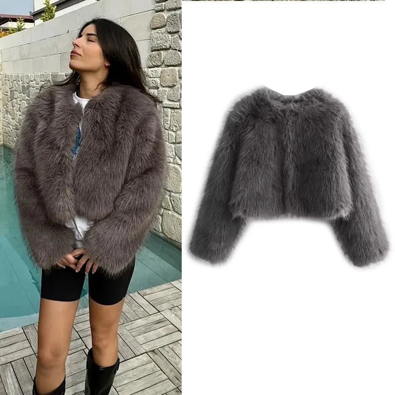Kenzie - Élégant manteau de fourrure en peluche