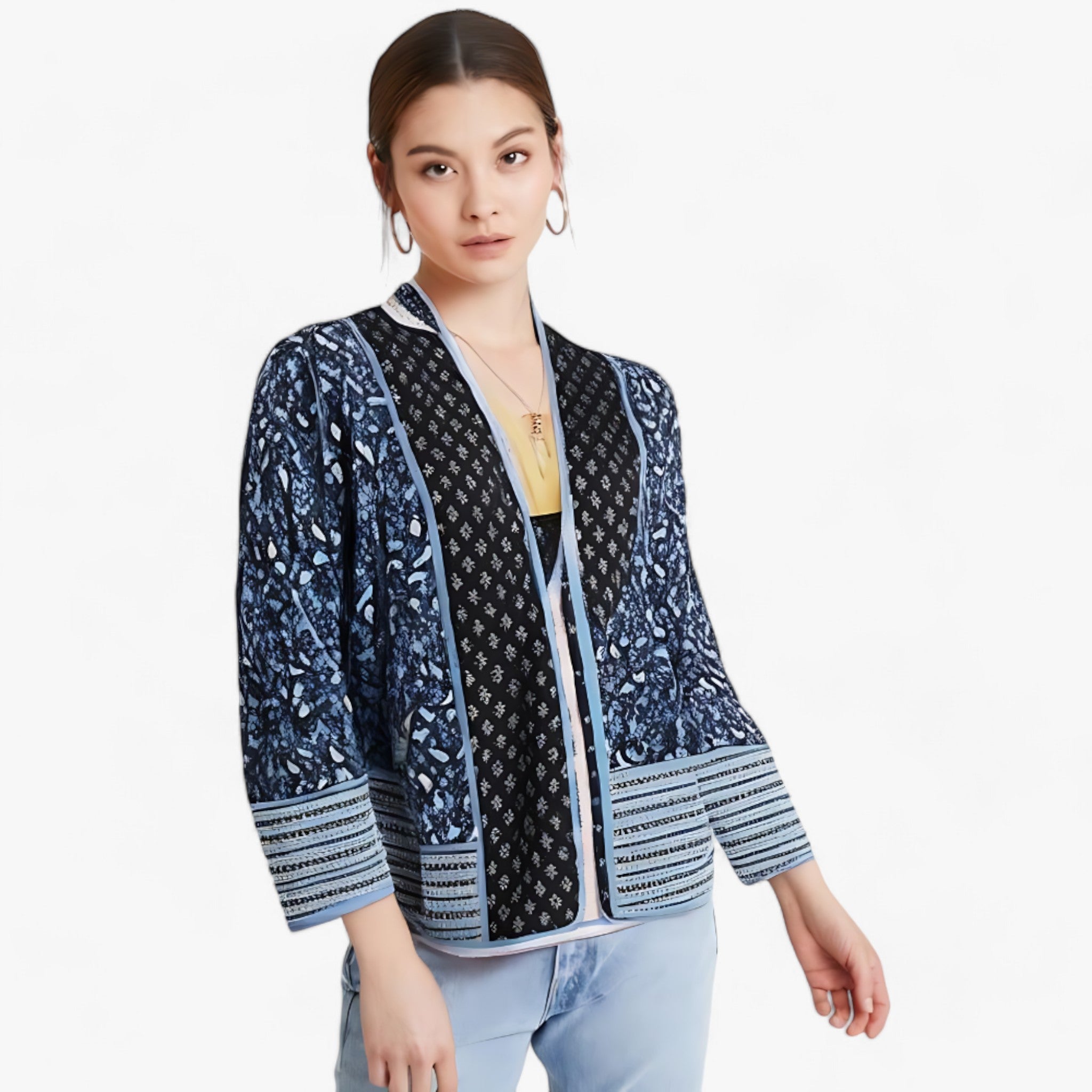 Queenie | Veste Courte Réversible en Coton à Motifs Floraux