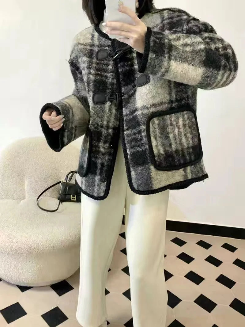 Elise - Veste à carreaux épaisse et élégante