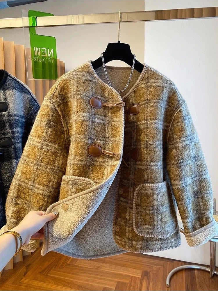 Elise - Veste à carreaux épaisse et élégante