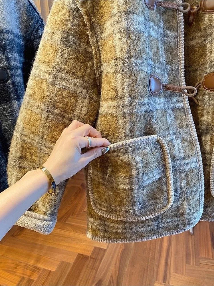 Elise - Veste à carreaux épaisse et élégante