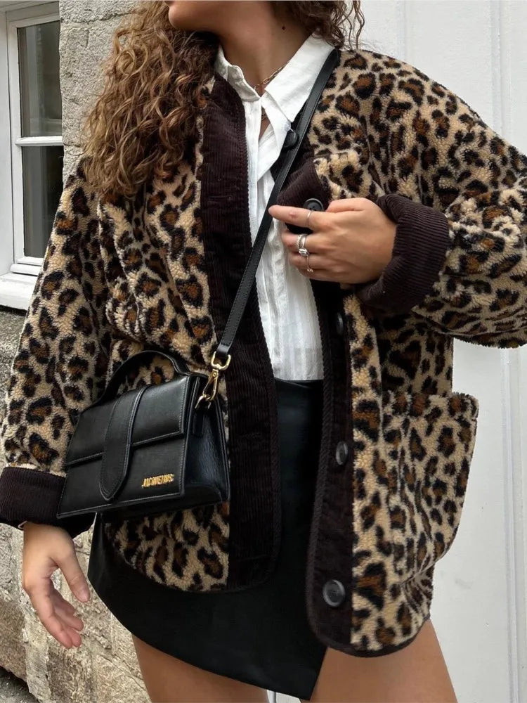Martha - manteau vintage élégant avec imprimé léopard