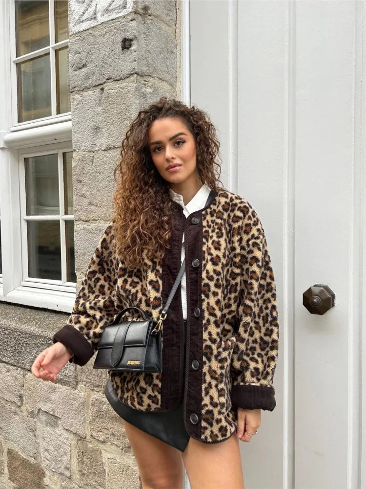 Martha - manteau vintage élégant avec imprimé léopard