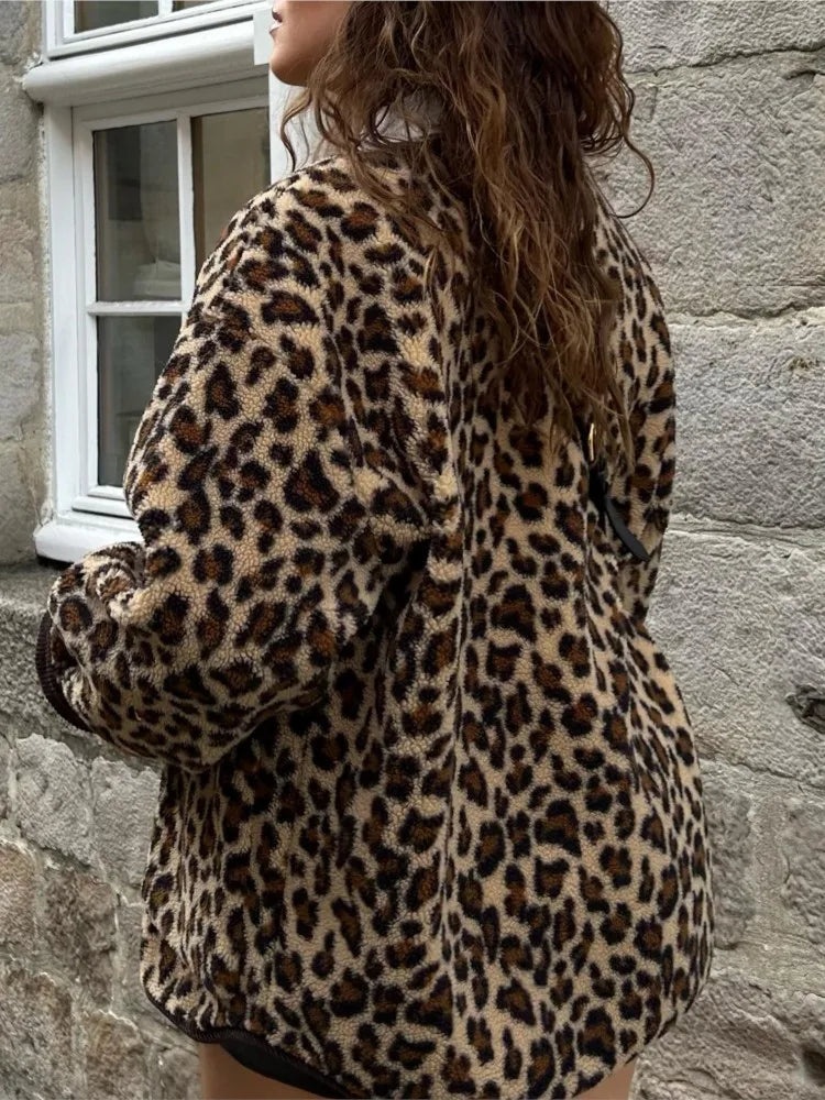 Martha - manteau vintage élégant avec imprimé léopard