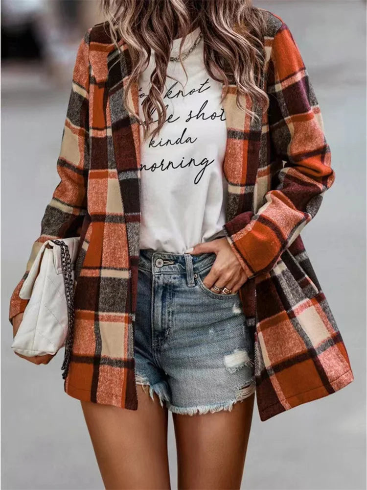 Lyra - Veste casual à carreaux vintage