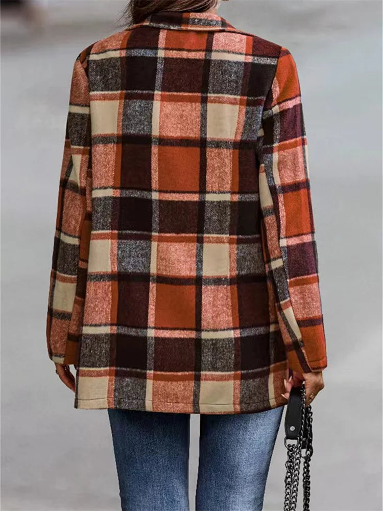 Lyra - Veste casual à carreaux vintage