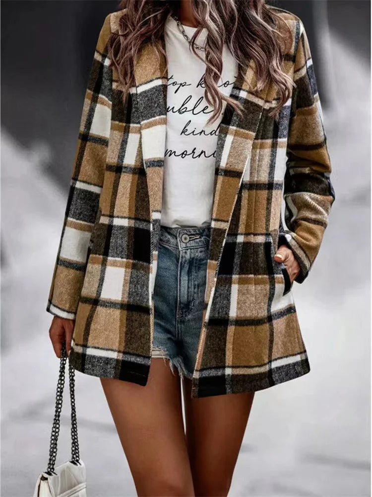 Lyra - Veste casual à carreaux vintage