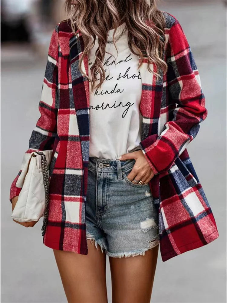 Lyra - Veste casual à carreaux vintage