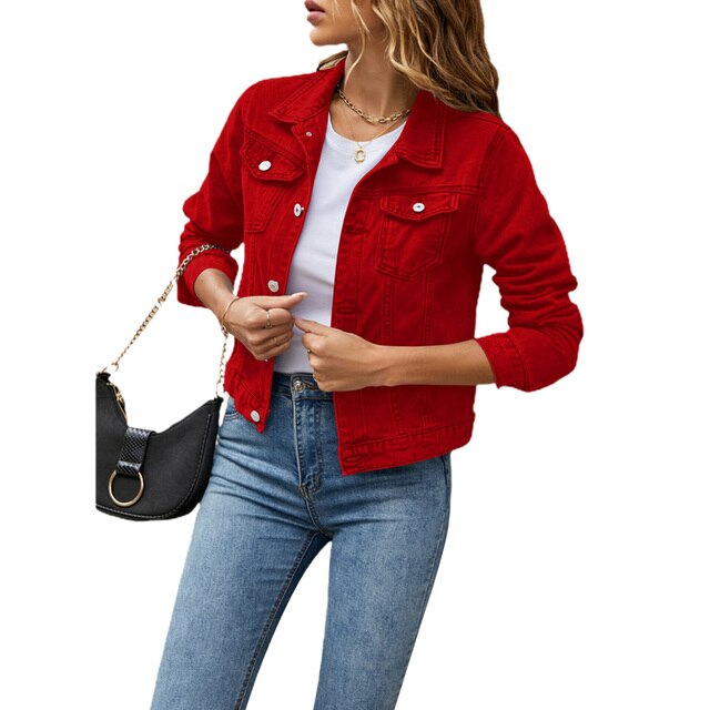 Veste en denim pour femmes au look décontracté
