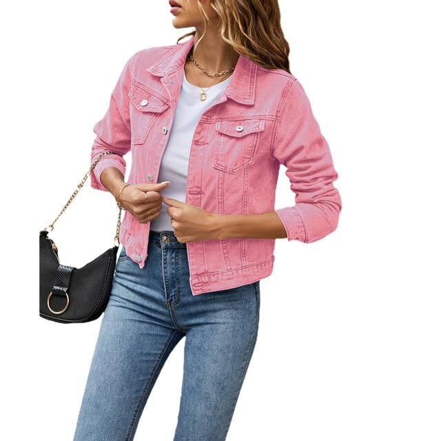 Veste en denim pour femmes au look décontracté