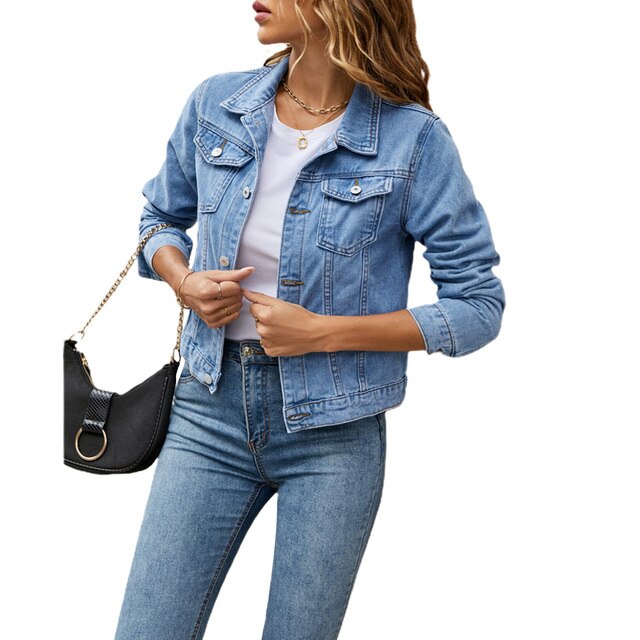 Veste en denim pour femmes au look décontracté