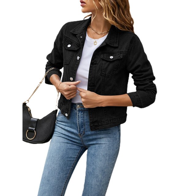 Veste en denim pour femmes au look décontracté