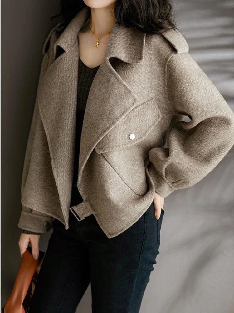 Lillian - veste en crêpe chaude à col élégant