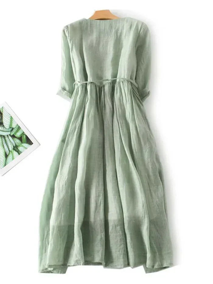 Robe en lin élégante Laura – Style décontracté et raffiné – Projet Paris – Idéale pour l'été