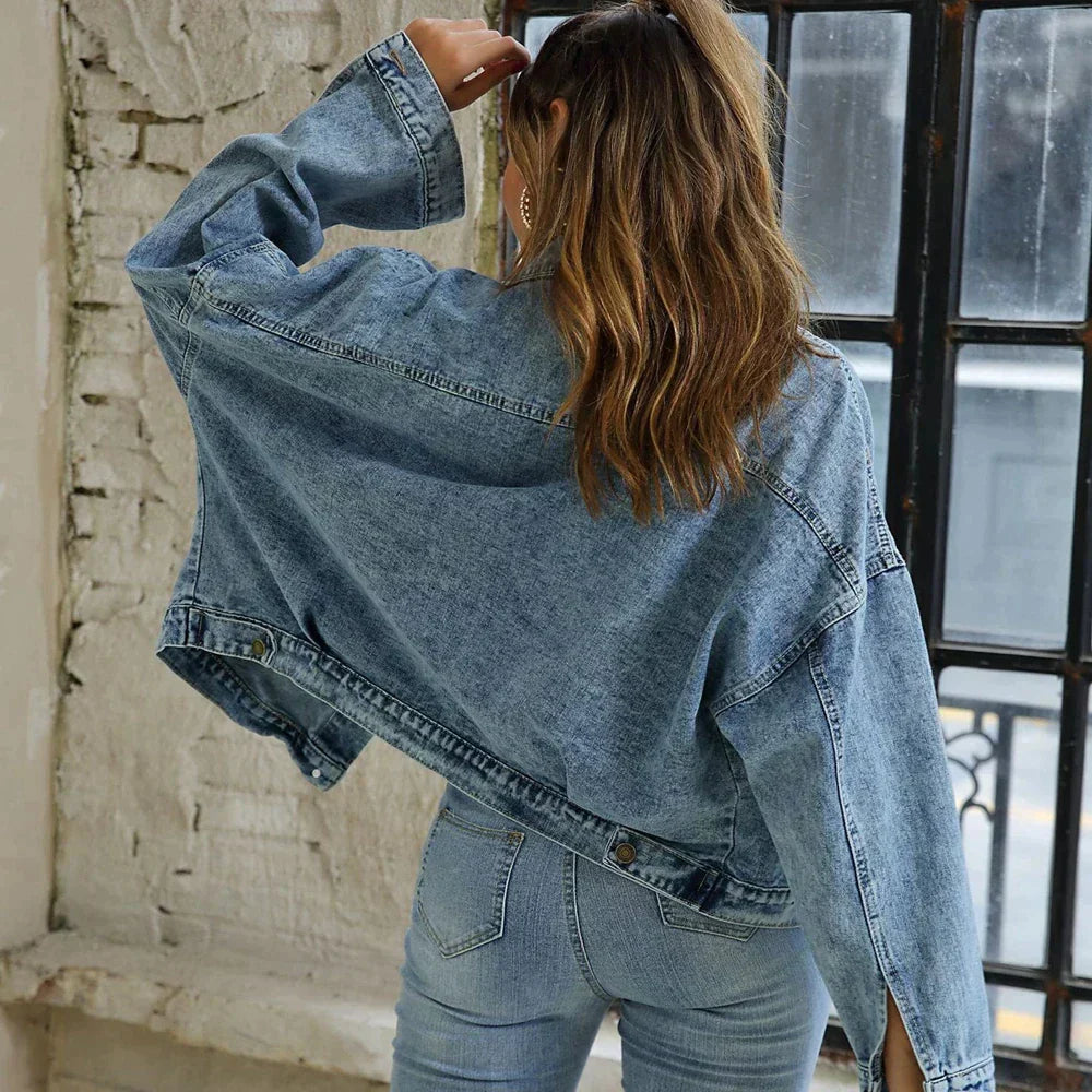 Alessandra - Veste en jean vintage décontractée