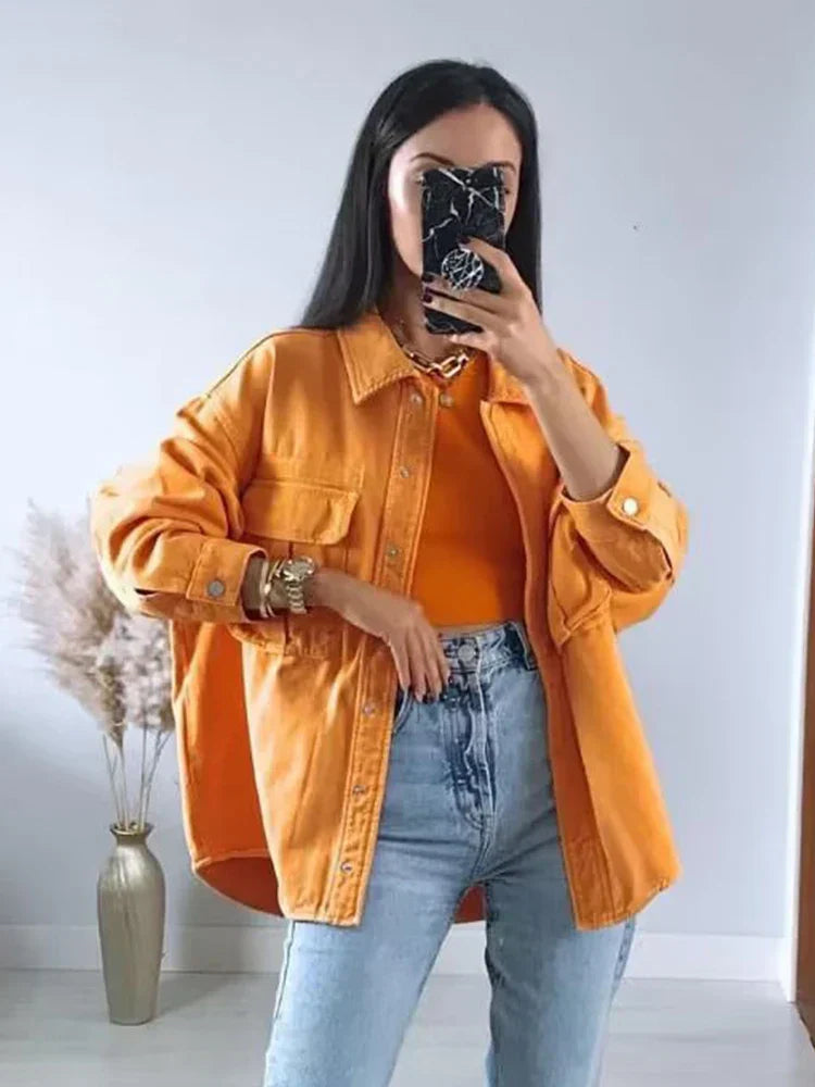 Mary - manteau d'été streetwear orange vintage