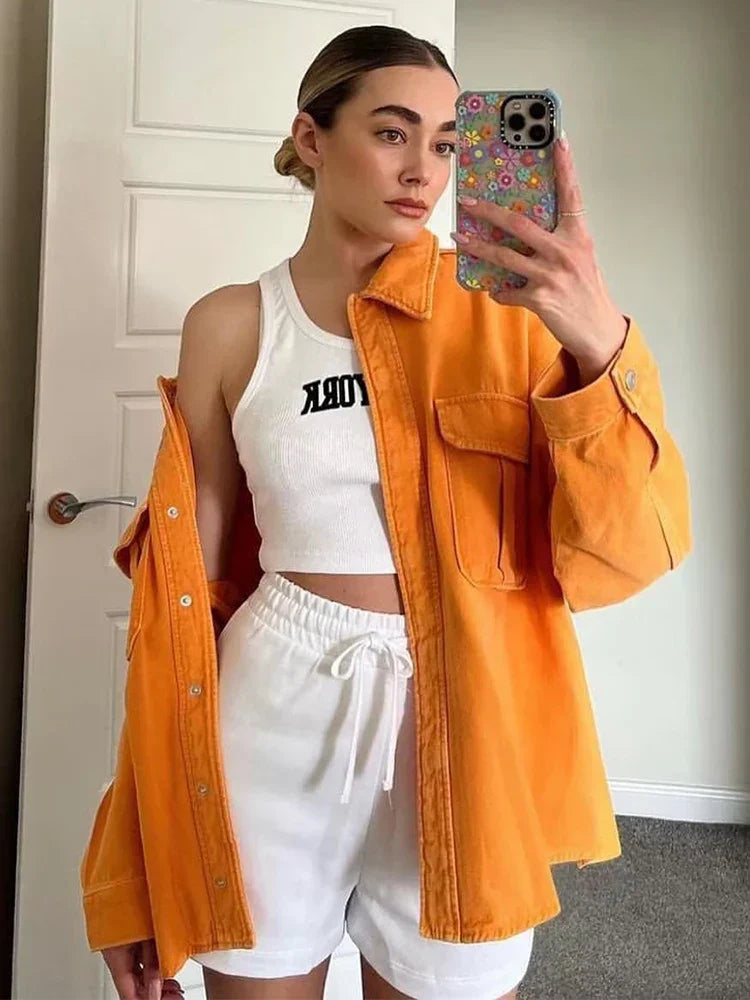 Mary - manteau d'été streetwear orange vintage