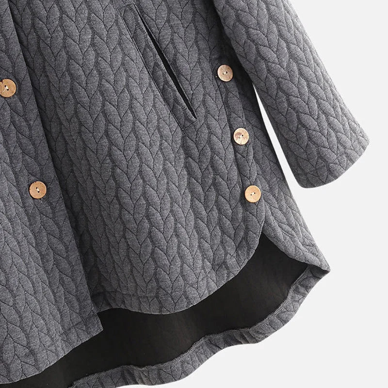 Veste chaude unie pour femmes avec capuche et boutons