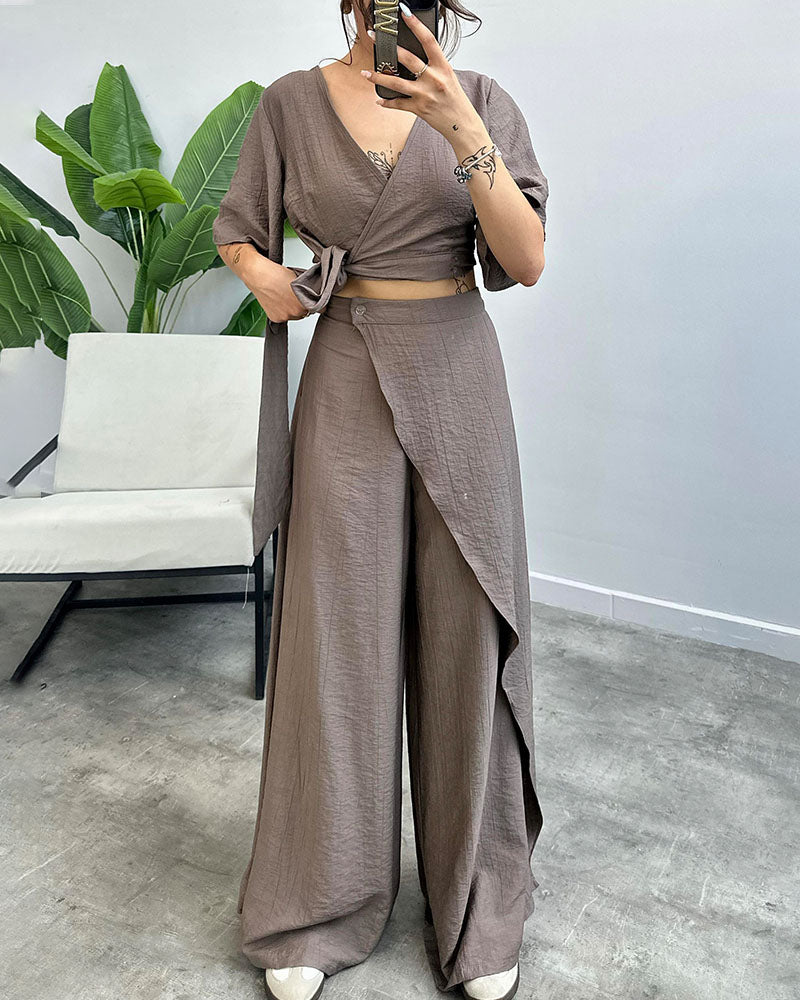 Ensemble chic avec taille cintrée et lacets - Set élégant à deux pièces - Projet Paris