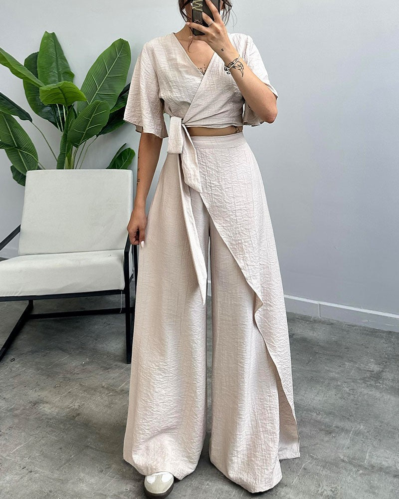 Ensemble chic avec taille cintrée et lacets - Set élégant à deux pièces - Projet Paris