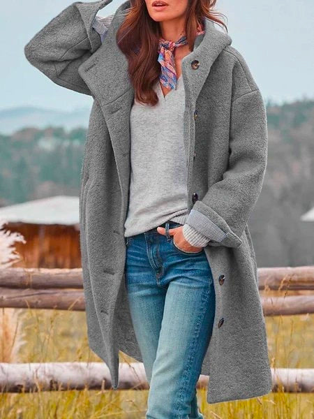 Élégant manteau long en laine