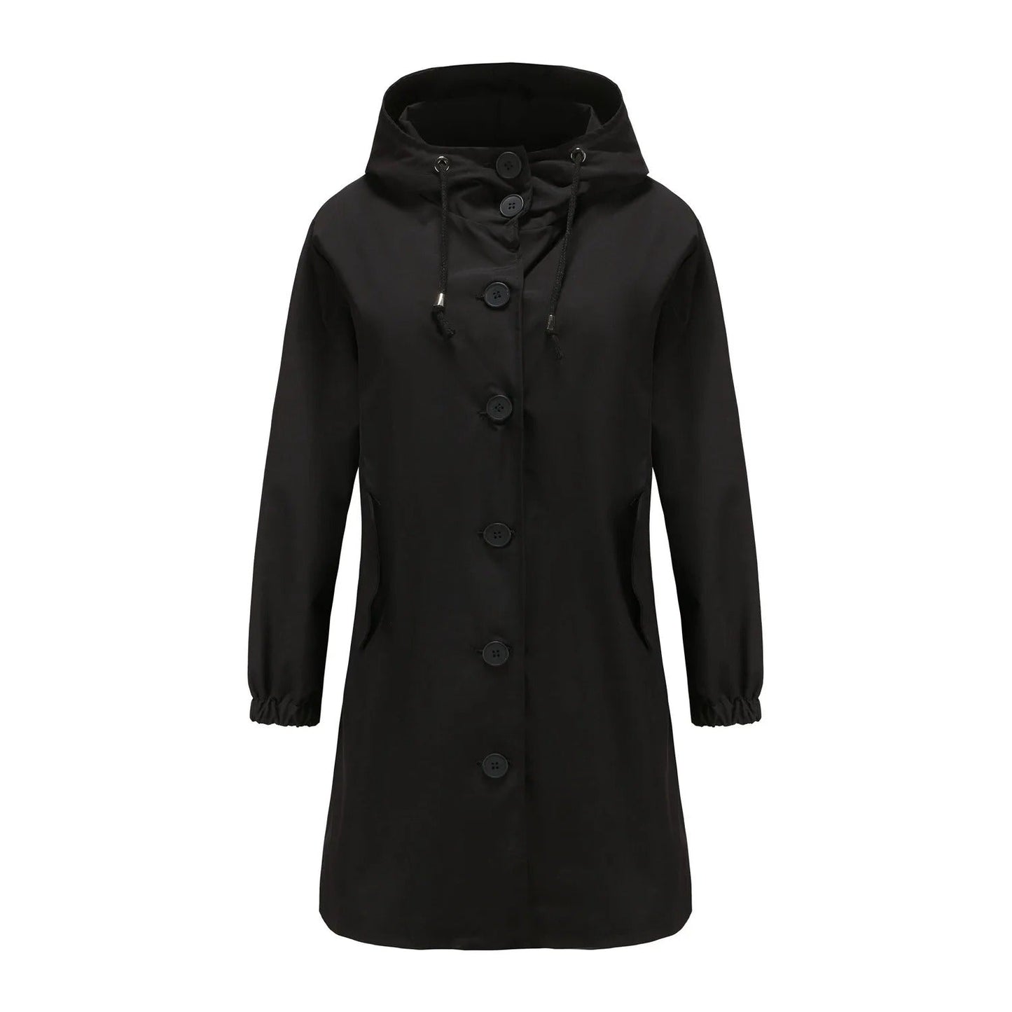 Veste de pluie pour femmes avec capuchon et fermeture à boutons