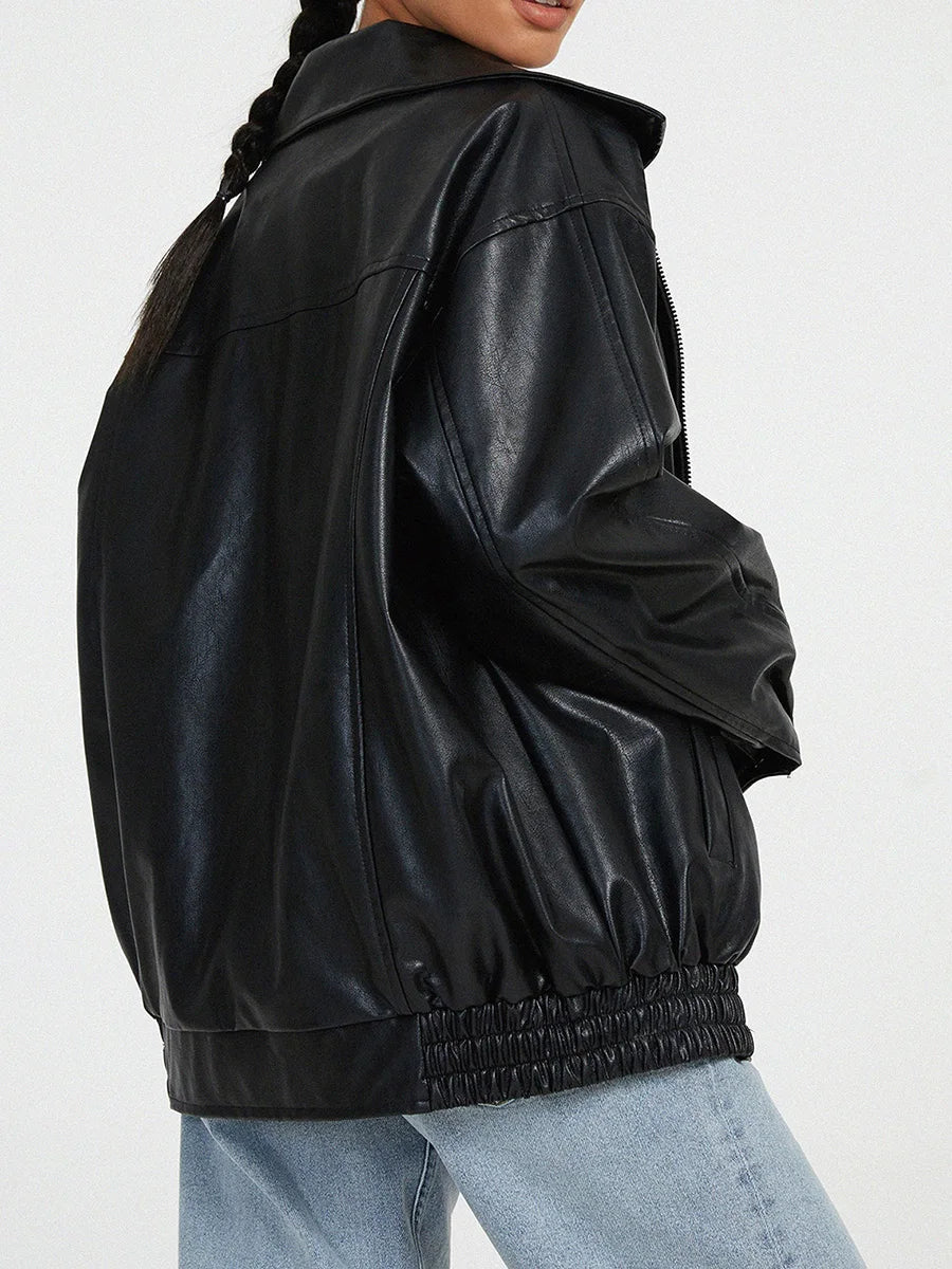 Bambino | Blouson Bomber Oversize en Cuir pour Femme