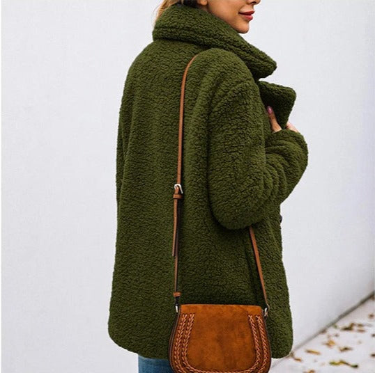 Manteau en teddy à double bouton pour femme