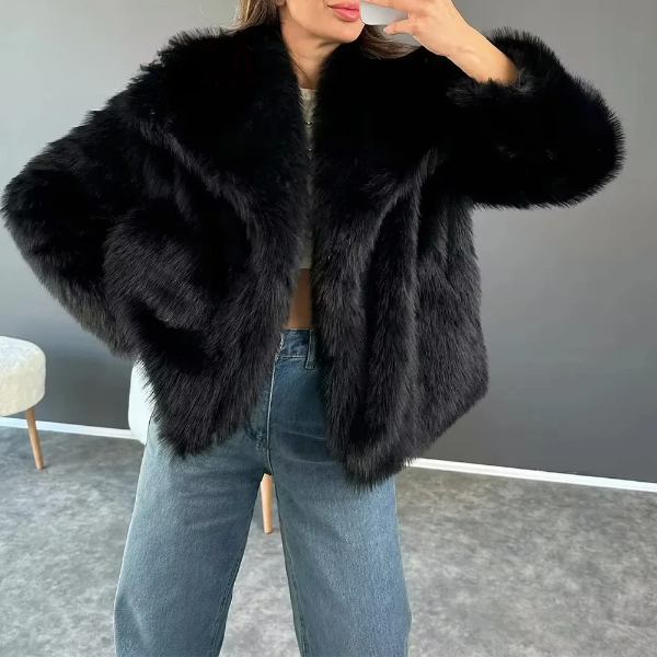 Ainsley - Manteau de fourrure élégant avec col surdimensionné