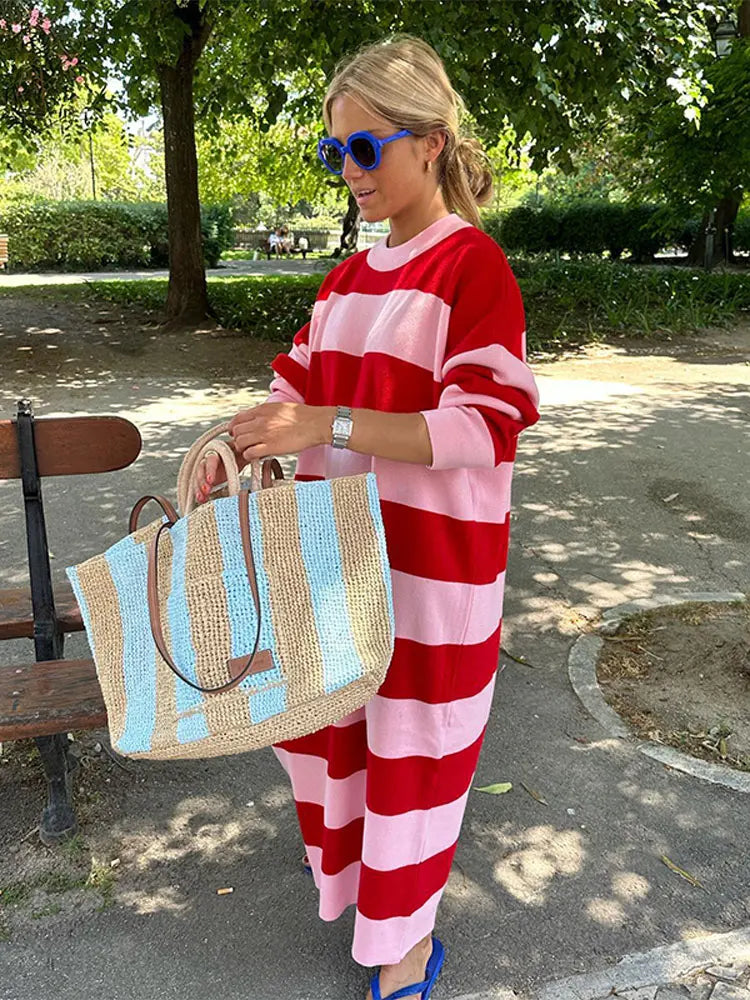 Robe midi décontractée à rayures - Projet Paris - Confortable, Tendance