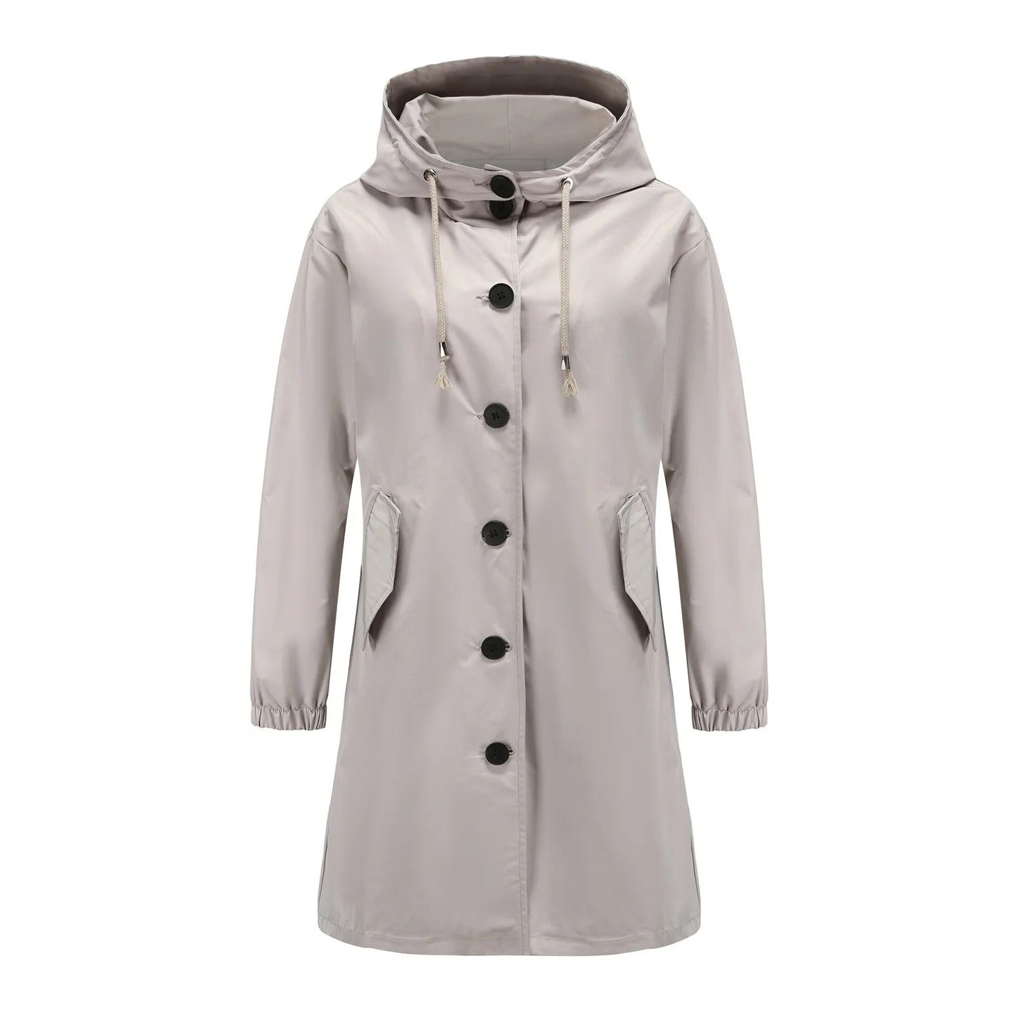 Veste de pluie pour femmes avec capuchon et fermeture à boutons