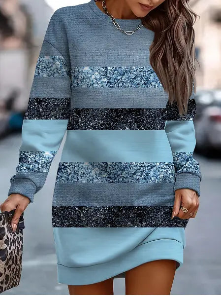 Robe d'automne/hiver à rayures classiques - Projet Paris - Design intemporel et chic - Parfaite pour les journées fraîches