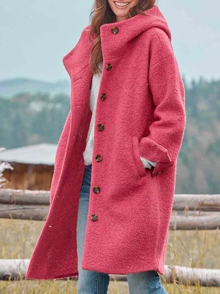Élégant manteau long en laine