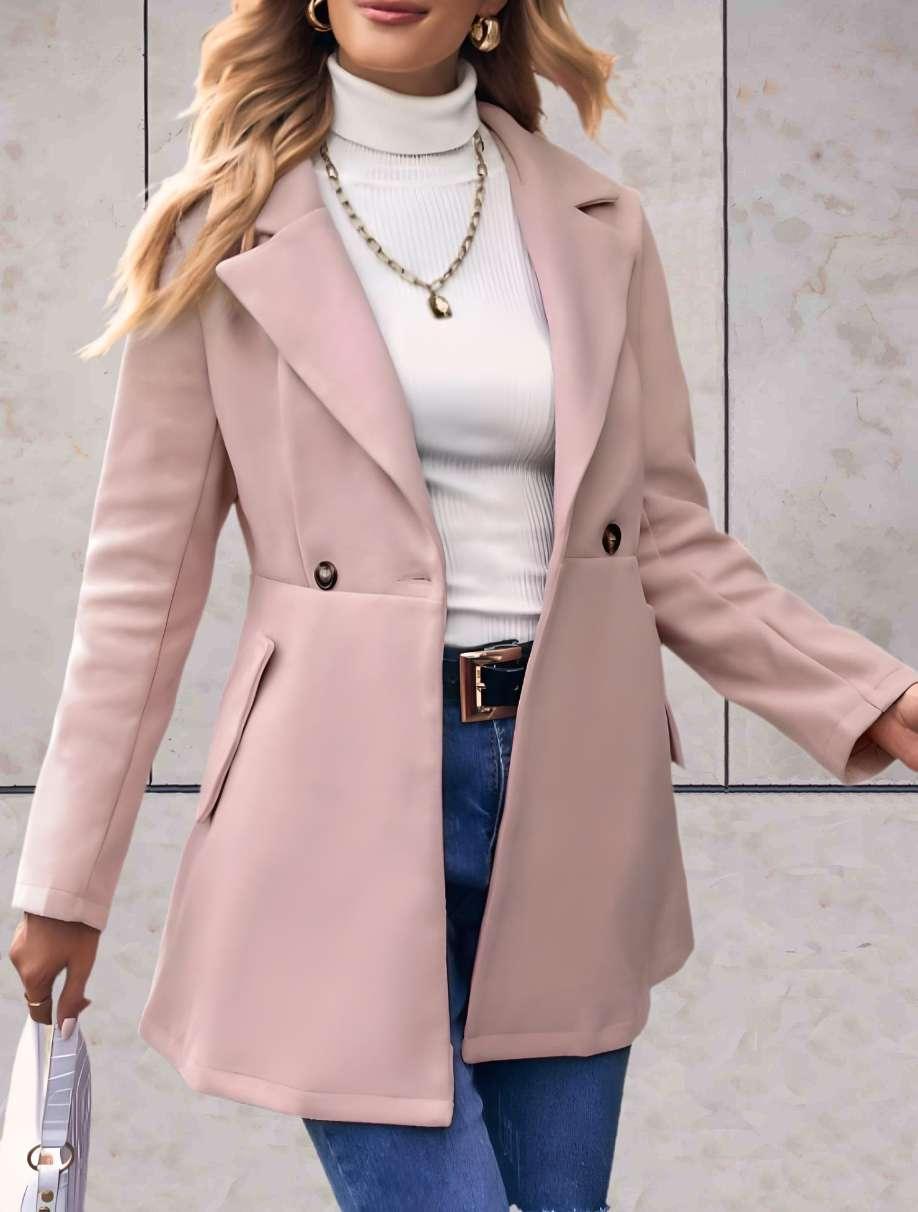 Franxine - Manteau long et chic avec poches latérales et boutons