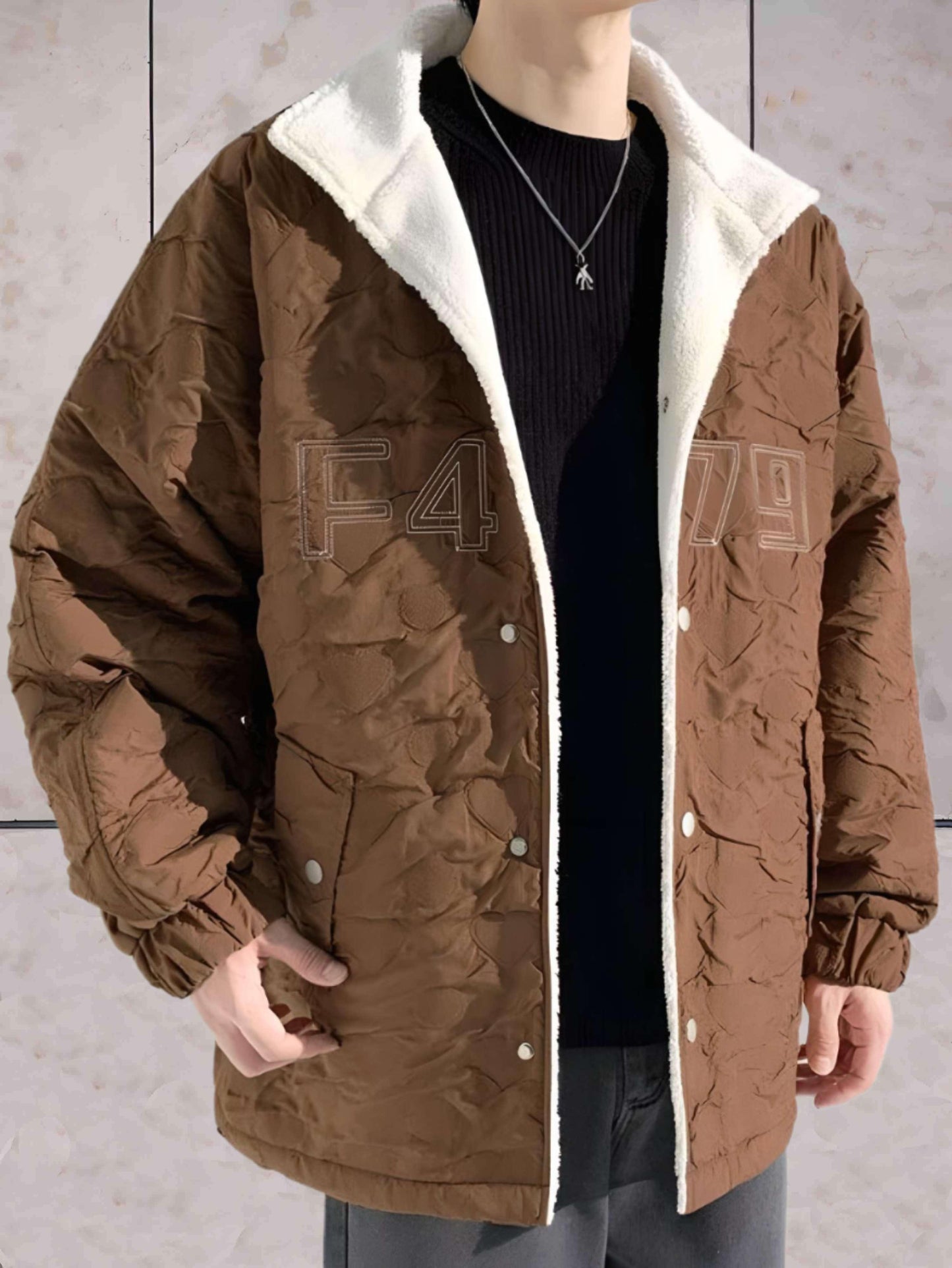 Felix - Veste polaire chaude bicolore avec poches et fermeture boutonnée