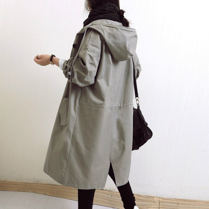 Nadina | Manteau Long Imperméable à Capuche et Boutons – Élégance Pratique pour Toutes les Saisons