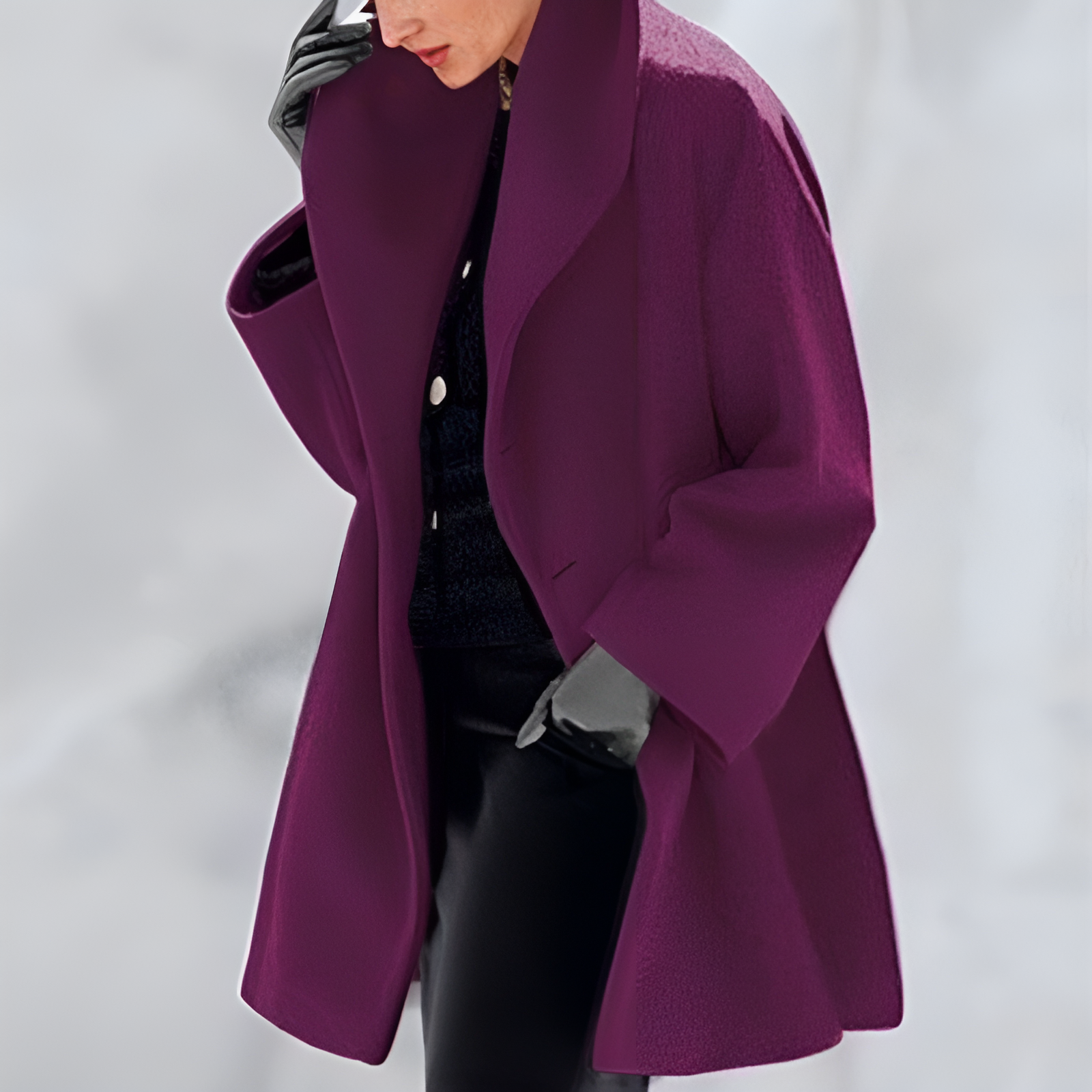 Manteau élégant à large col pour femmes