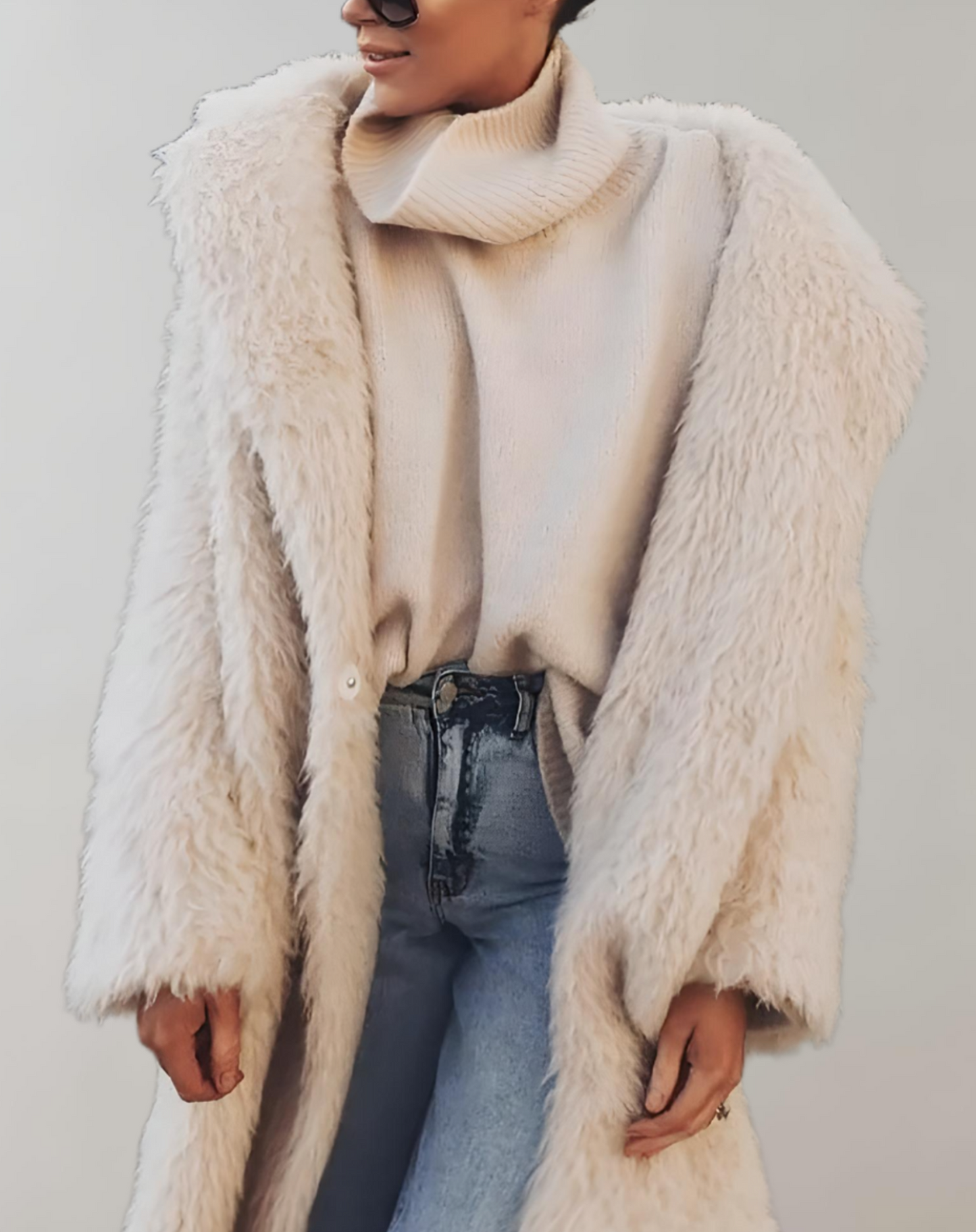 Isabella - Manteau d'hiver long et surdimensionné en similicuir avec poches latérales