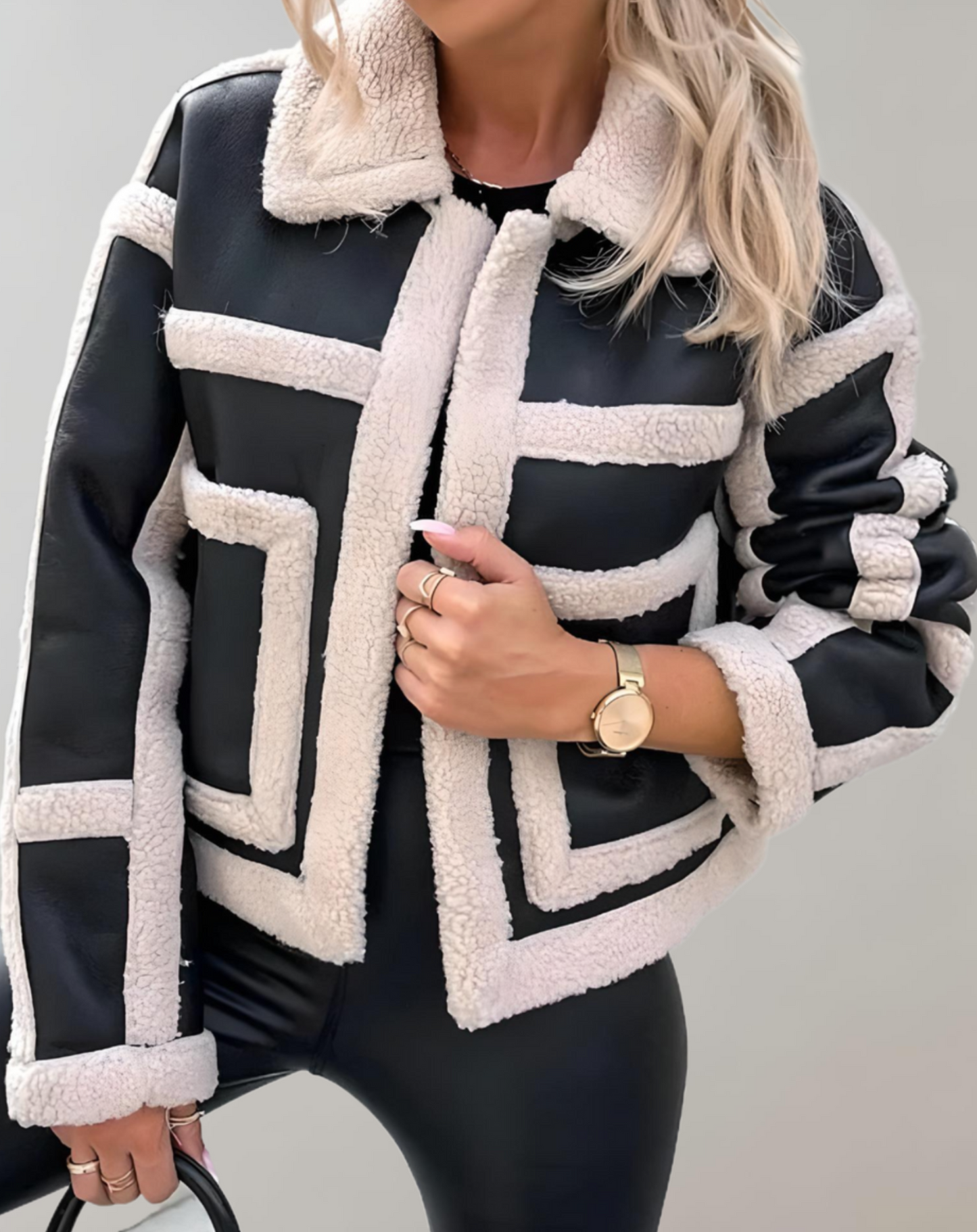 Eva - Manteau d'hiver épais avec col et doublure en polaire et ouverture sur le devant