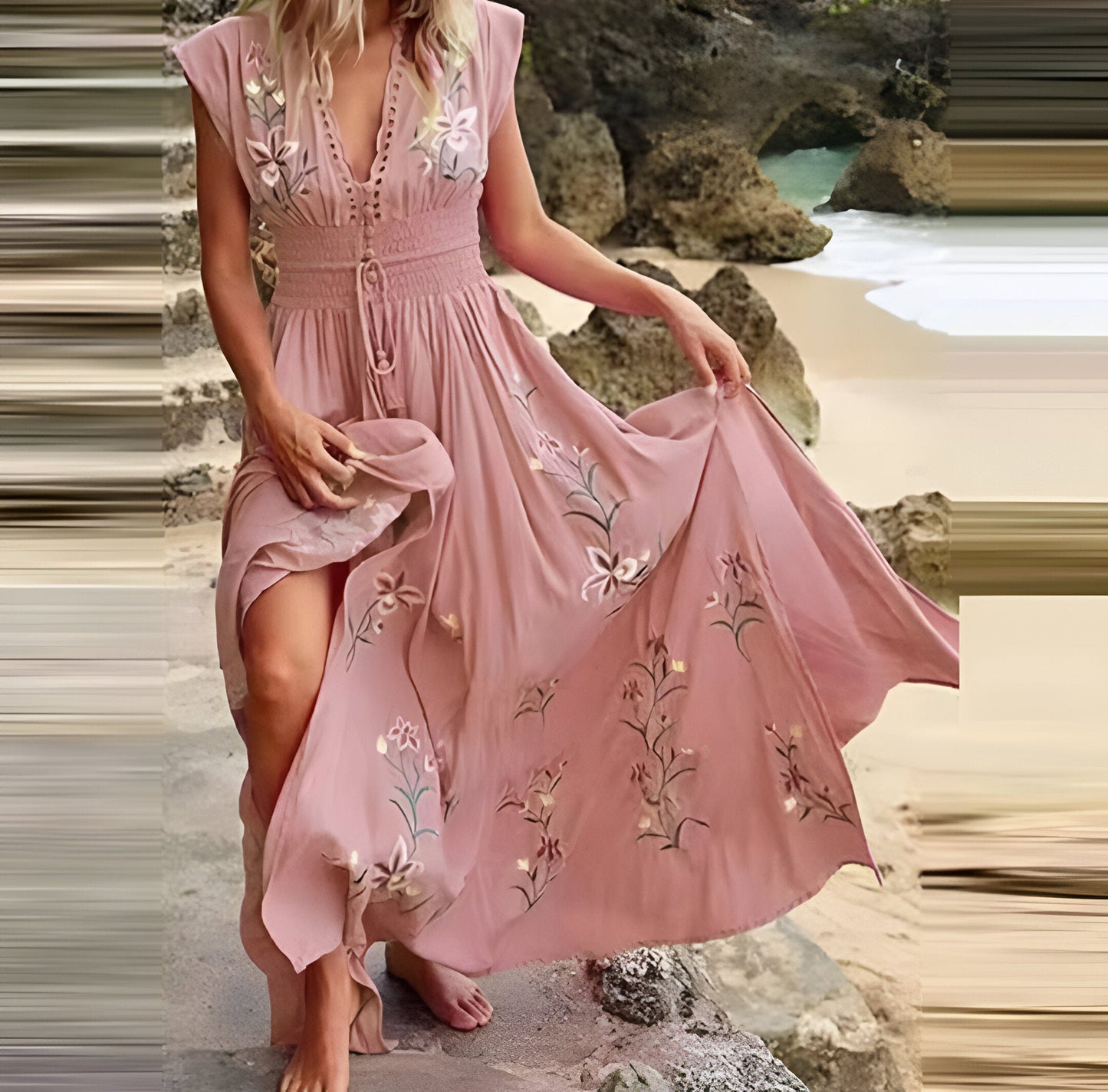 Robe midi bohème - À manches volantes - Projet Paris - Style élégant et aérien - Disponible en plusieurs tailles