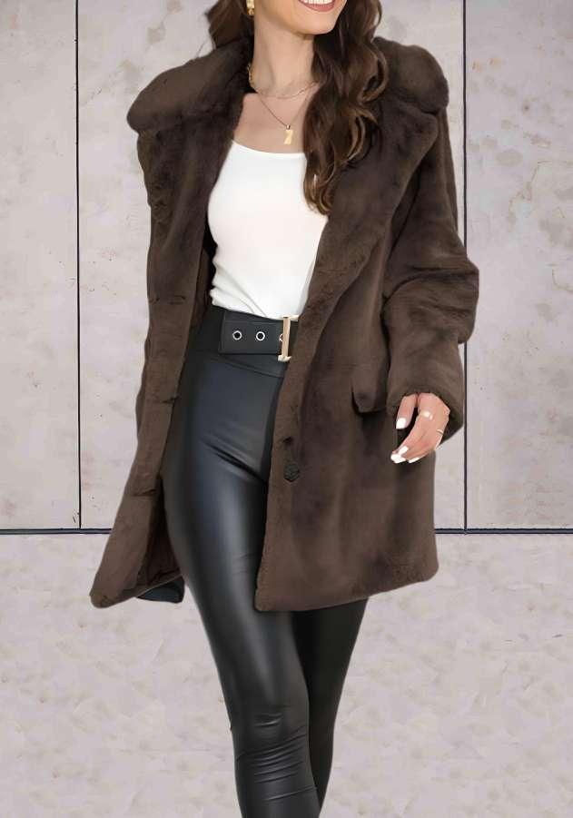 Princesse - Faux blouson surdimensionné et épais allongé avec grand col et poches latérales