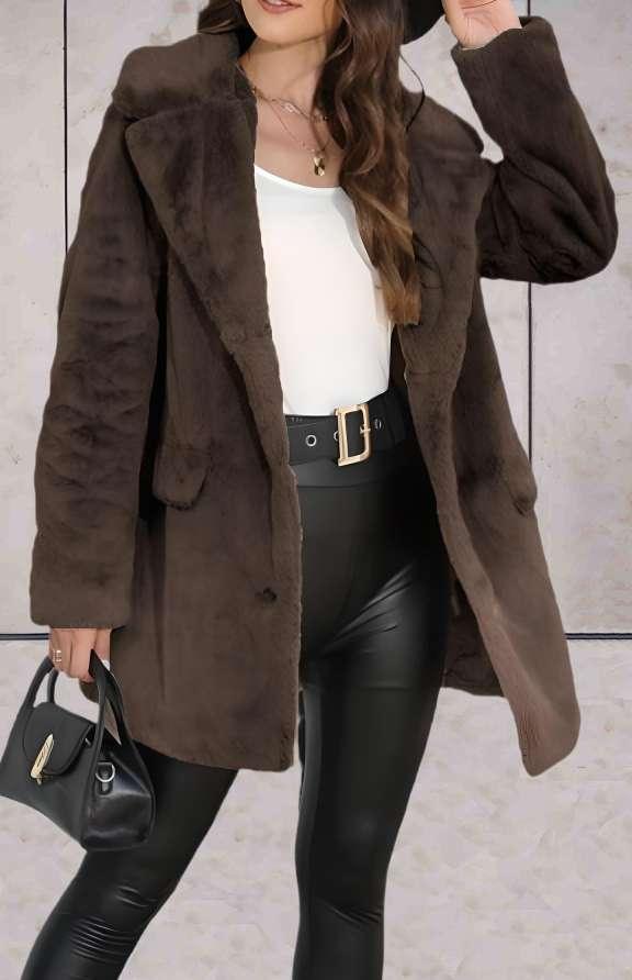 Princesse - Faux blouson surdimensionné et épais allongé avec grand col et poches latérales